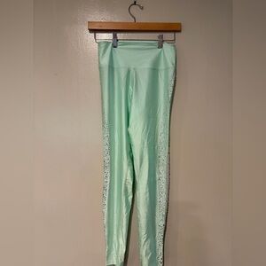 Mint Green Leggings with Side Crystal Embellishment